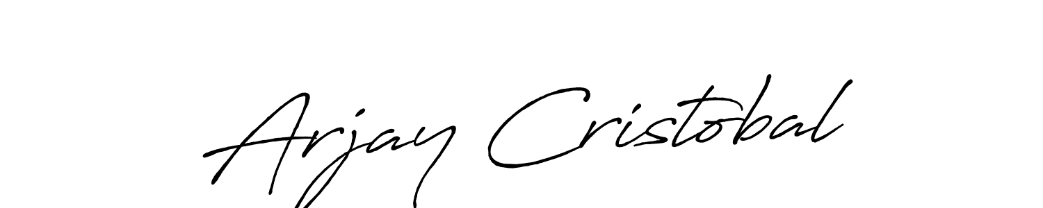 How to make Arjay Cristobal name signature. Use Antro_Vectra_Bolder style for creating short signs online. This is the latest handwritten sign. Arjay Cristobal signature style 7 images and pictures png