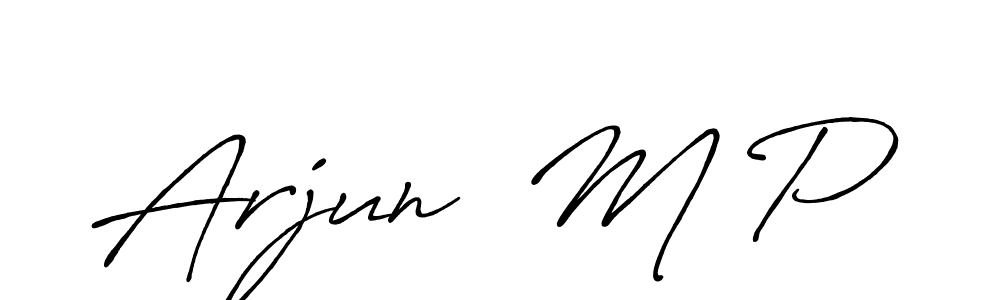 How to make Arjun  M P signature? Antro_Vectra_Bolder is a professional autograph style. Create handwritten signature for Arjun  M P name. Arjun  M P signature style 7 images and pictures png