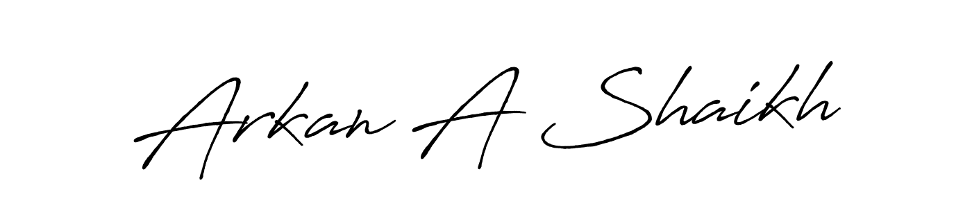 Create a beautiful signature design for name Arkan A Shaikh. With this signature (Antro_Vectra_Bolder) fonts, you can make a handwritten signature for free. Arkan A Shaikh signature style 7 images and pictures png