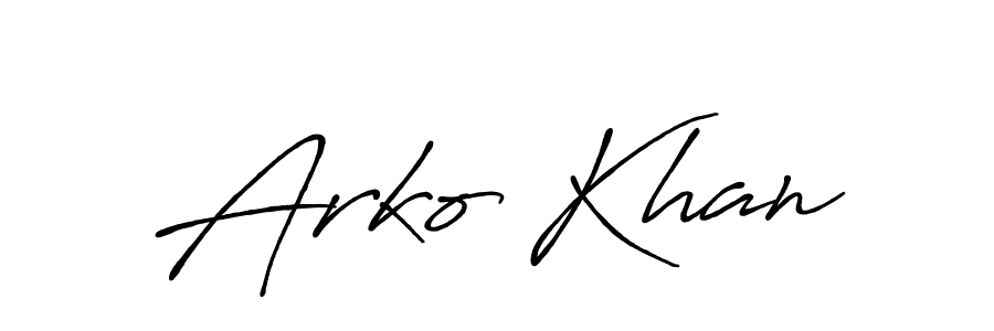 Design your own signature with our free online signature maker. With this signature software, you can create a handwritten (Antro_Vectra_Bolder) signature for name Arko Khan. Arko Khan signature style 7 images and pictures png