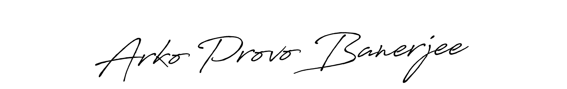 Make a beautiful signature design for name Arko Provo Banerjee. With this signature (Antro_Vectra_Bolder) style, you can create a handwritten signature for free. Arko Provo Banerjee signature style 7 images and pictures png