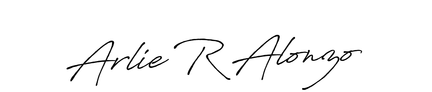 Create a beautiful signature design for name Arlie R Alonzo. With this signature (Antro_Vectra_Bolder) fonts, you can make a handwritten signature for free. Arlie R Alonzo signature style 7 images and pictures png