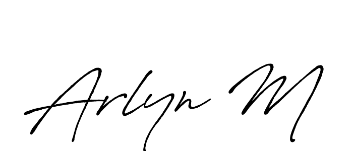 How to make Arlyn M name signature. Use Antro_Vectra_Bolder style for creating short signs online. This is the latest handwritten sign. Arlyn M signature style 7 images and pictures png