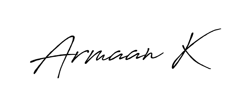 Armaan K stylish signature style. Best Handwritten Sign (Antro_Vectra_Bolder) for my name. Handwritten Signature Collection Ideas for my name Armaan K. Armaan K signature style 7 images and pictures png