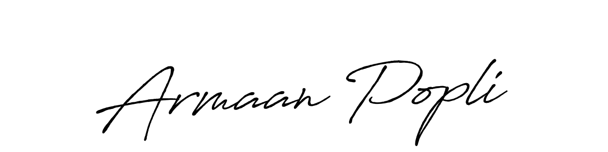 Make a beautiful signature design for name Armaan Popli. With this signature (Antro_Vectra_Bolder) style, you can create a handwritten signature for free. Armaan Popli signature style 7 images and pictures png