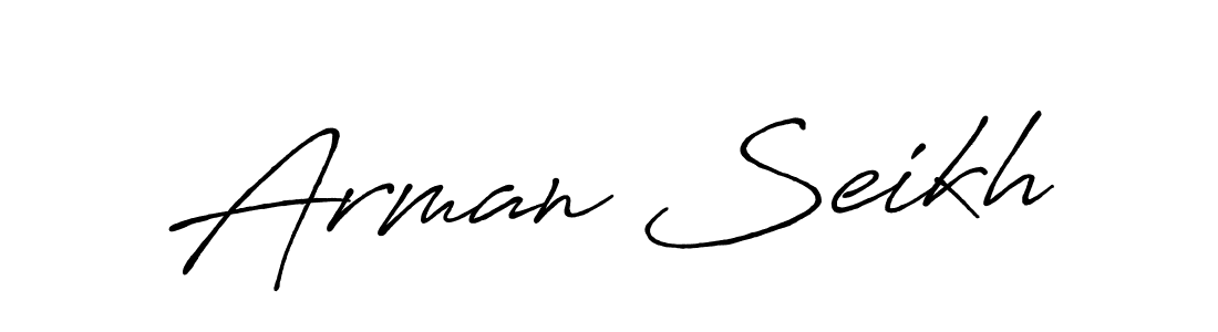 Use a signature maker to create a handwritten signature online. With this signature software, you can design (Antro_Vectra_Bolder) your own signature for name Arman Seikh. Arman Seikh signature style 7 images and pictures png