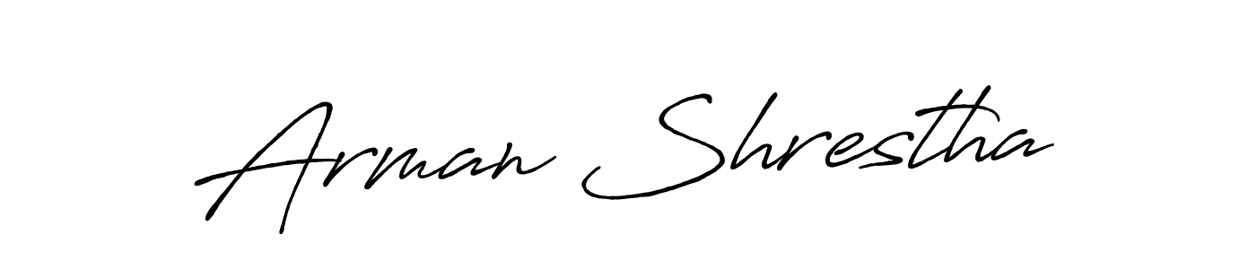 The best way (Antro_Vectra_Bolder) to make a short signature is to pick only two or three words in your name. The name Arman Shrestha include a total of six letters. For converting this name. Arman Shrestha signature style 7 images and pictures png