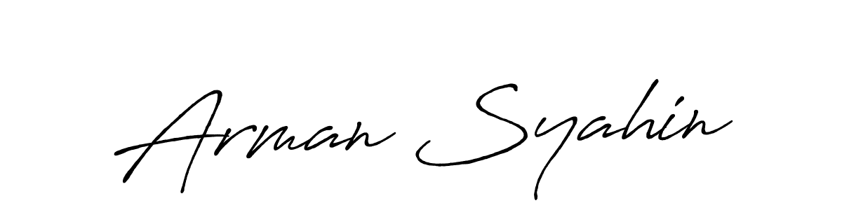 Use a signature maker to create a handwritten signature online. With this signature software, you can design (Antro_Vectra_Bolder) your own signature for name Arman Syahin. Arman Syahin signature style 7 images and pictures png