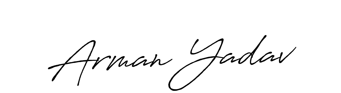 Use a signature maker to create a handwritten signature online. With this signature software, you can design (Antro_Vectra_Bolder) your own signature for name Arman Yadav. Arman Yadav signature style 7 images and pictures png