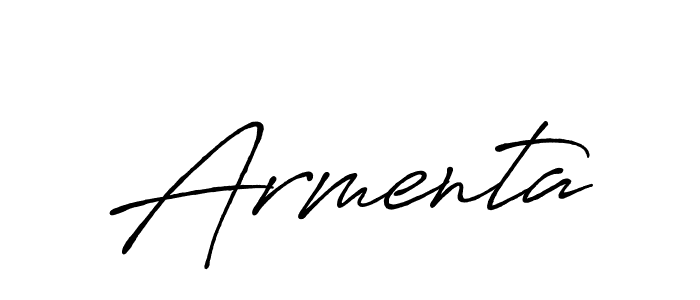 How to make Armenta name signature. Use Antro_Vectra_Bolder style for creating short signs online. This is the latest handwritten sign. Armenta signature style 7 images and pictures png
