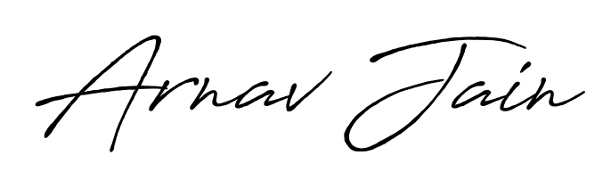 A modern signature idea for name Arnav Jain using Antro_Vectra_Bolder font. Clean strokes and elegant curves make it stand out instantly. Arnav Jain signature style 7 images and pictures png