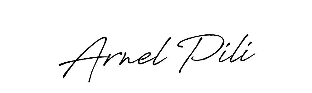 Design your own signature with our free online signature maker. With this signature software, you can create a handwritten (Antro_Vectra_Bolder) signature for name Arnel Pili. Arnel Pili signature style 7 images and pictures png