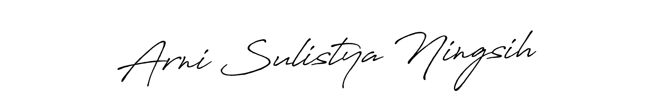 How to make Arni Sulistya Ningsih name signature. Use Antro_Vectra_Bolder style for creating short signs online. This is the latest handwritten sign. Arni Sulistya Ningsih signature style 7 images and pictures png