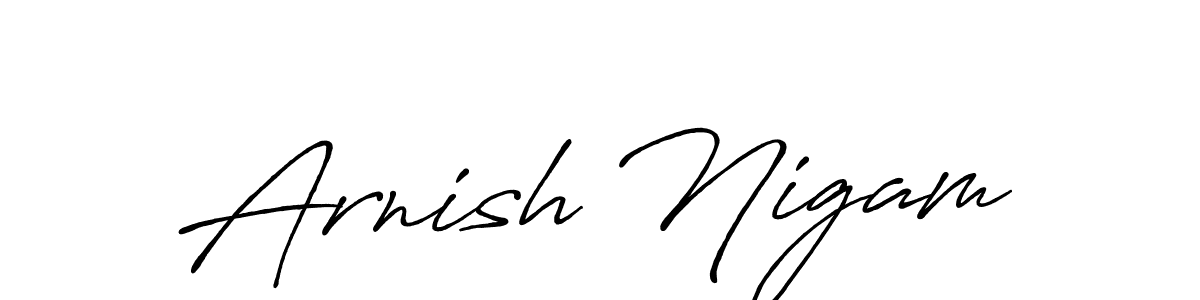 Create a beautiful signature design for name Arnish Nigam. With this signature (Antro_Vectra_Bolder) fonts, you can make a handwritten signature for free. Arnish Nigam signature style 7 images and pictures png