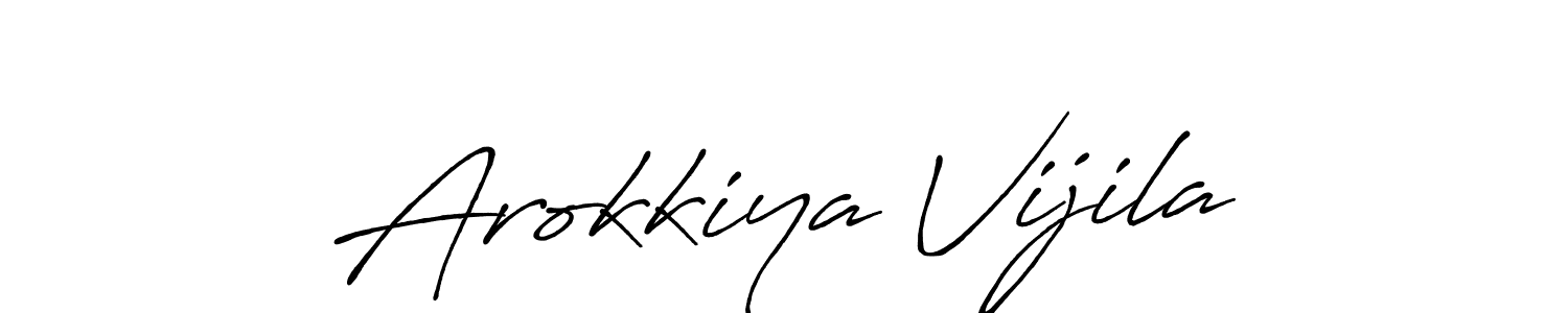 Create a beautiful signature design for name Arokkiya Vijila. With this signature (Antro_Vectra_Bolder) fonts, you can make a handwritten signature for free. Arokkiya Vijila signature style 7 images and pictures png