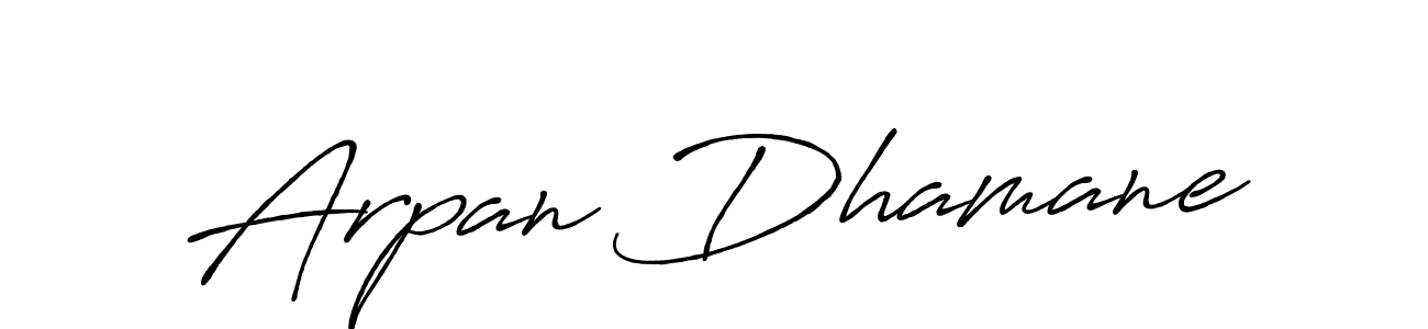 How to make Arpan Dhamane name signature. Use Antro_Vectra_Bolder style for creating short signs online. This is the latest handwritten sign. Arpan Dhamane signature style 7 images and pictures png