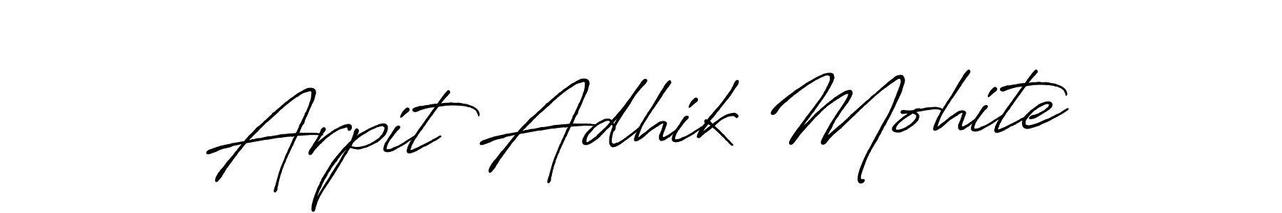 Antro_Vectra_Bolder is a professional signature style that is perfect for those who want to add a touch of class to their signature. It is also a great choice for those who want to make their signature more unique. Get Arpit Adhik Mohite name to fancy signature for free. Arpit Adhik Mohite signature style 7 images and pictures png