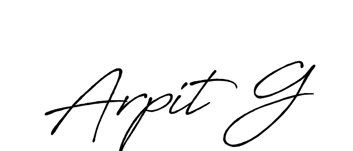 How to make Arpit G name signature. Use Antro_Vectra_Bolder style for creating short signs online. This is the latest handwritten sign. Arpit G signature style 7 images and pictures png