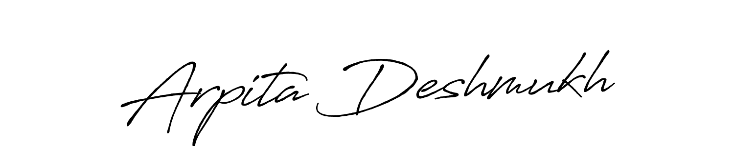 How to make Arpita Deshmukh name signature. Use Antro_Vectra_Bolder style for creating short signs online. This is the latest handwritten sign. Arpita Deshmukh signature style 7 images and pictures png