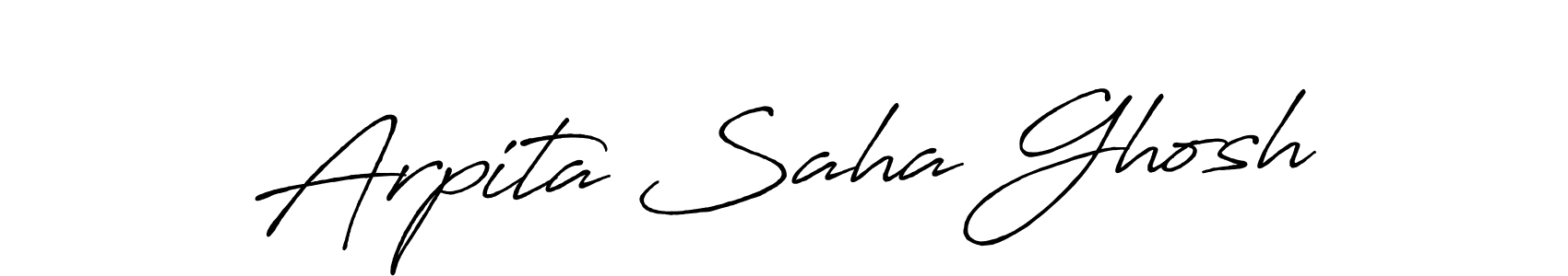 How to make Arpita Saha Ghosh name signature. Use Antro_Vectra_Bolder style for creating short signs online. This is the latest handwritten sign. Arpita Saha Ghosh signature style 7 images and pictures png