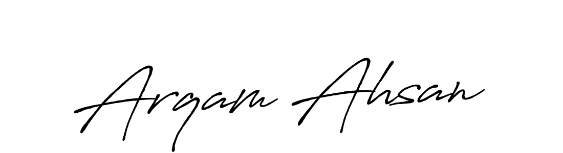 Make a beautiful signature design for name Arqam Ahsan. With this signature (Antro_Vectra_Bolder) style, you can create a handwritten signature for free. Arqam Ahsan signature style 7 images and pictures png