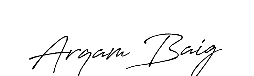 Use a signature maker to create a handwritten signature online. With this signature software, you can design (Antro_Vectra_Bolder) your own signature for name Arqam Baig. Arqam Baig signature style 7 images and pictures png