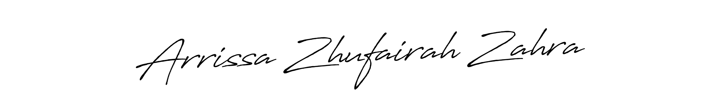 The best way (Antro_Vectra_Bolder) to make a short signature is to pick only two or three words in your name. The name Arrissa Zhufairah Zahra include a total of six letters. For converting this name. Arrissa Zhufairah Zahra signature style 7 images and pictures png
