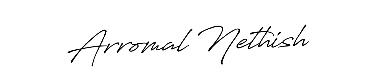 You can use this online signature creator to create a handwritten signature for the name Arromal Nethish. This is the best online autograph maker. Arromal Nethish signature style 7 images and pictures png