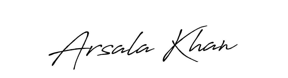 Make a beautiful signature design for name Arsala Khan. With this signature (Antro_Vectra_Bolder) style, you can create a handwritten signature for free. Arsala Khan signature style 7 images and pictures png