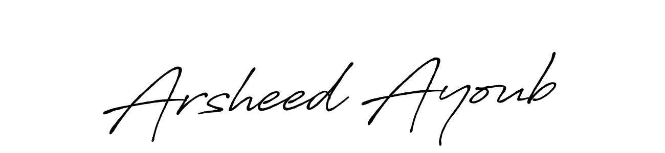 Arsheed Ayoub stylish signature style. Best Handwritten Sign (Antro_Vectra_Bolder) for my name. Handwritten Signature Collection Ideas for my name Arsheed Ayoub. Arsheed Ayoub signature style 7 images and pictures png