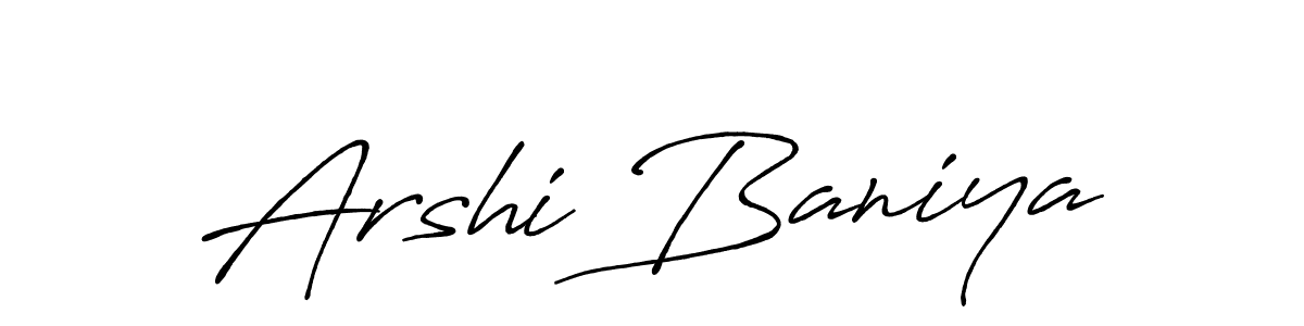 Create a beautiful signature design for name Arshi Baniya. With this signature (Antro_Vectra_Bolder) fonts, you can make a handwritten signature for free. Arshi Baniya signature style 7 images and pictures png