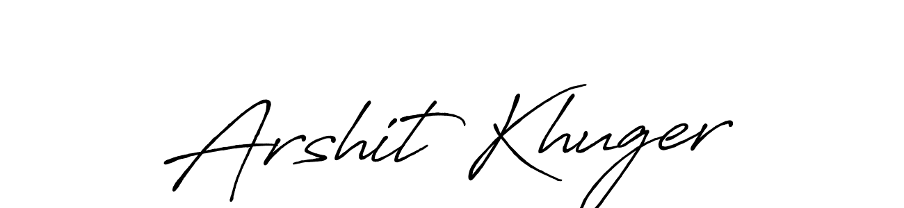 This is the best signature style for the Arshit Khuger name. Also you like these signature font (Antro_Vectra_Bolder). Mix name signature. Arshit Khuger signature style 7 images and pictures png