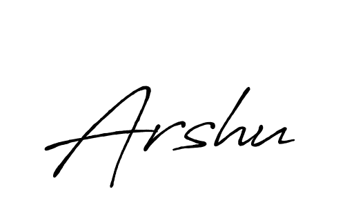 The best way (Antro_Vectra_Bolder) to make a short signature is to pick only two or three words in your name. The name Arshu include a total of six letters. For converting this name. Arshu signature style 7 images and pictures png