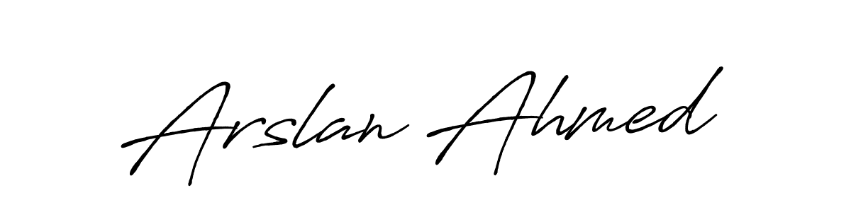 How to make Arslan Ahmed name signature. Use Antro_Vectra_Bolder style for creating short signs online. This is the latest handwritten sign. Arslan Ahmed signature style 7 images and pictures png