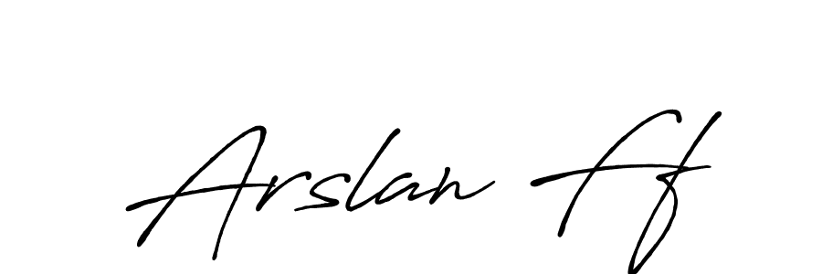 Use a signature maker to create a handwritten signature online. With this signature software, you can design (Antro_Vectra_Bolder) your own signature for name Arslan Ff. Arslan Ff signature style 7 images and pictures png