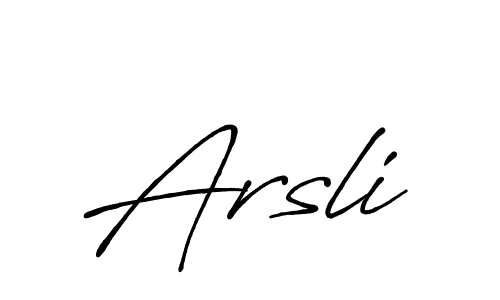 How to make Arsli signature? Antro_Vectra_Bolder is a professional autograph style. Create handwritten signature for Arsli name. Arsli signature style 7 images and pictures png