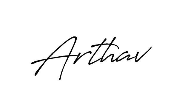 Use a signature maker to create a handwritten signature online. With this signature software, you can design (Antro_Vectra_Bolder) your own signature for name Arthav. Arthav signature style 7 images and pictures png