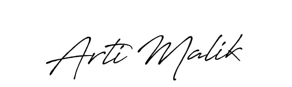 Make a beautiful signature design for name Arti Malik. With this signature (Antro_Vectra_Bolder) style, you can create a handwritten signature for free. Arti Malik signature style 7 images and pictures png