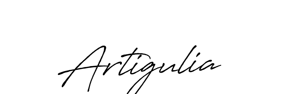 Make a beautiful signature design for name Artigulia. With this signature (Antro_Vectra_Bolder) style, you can create a handwritten signature for free. Artigulia signature style 7 images and pictures png