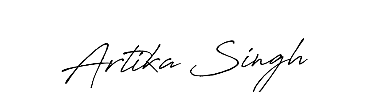 How to make Artika Singh name signature. Use Antro_Vectra_Bolder style for creating short signs online. This is the latest handwritten sign. Artika Singh signature style 7 images and pictures png