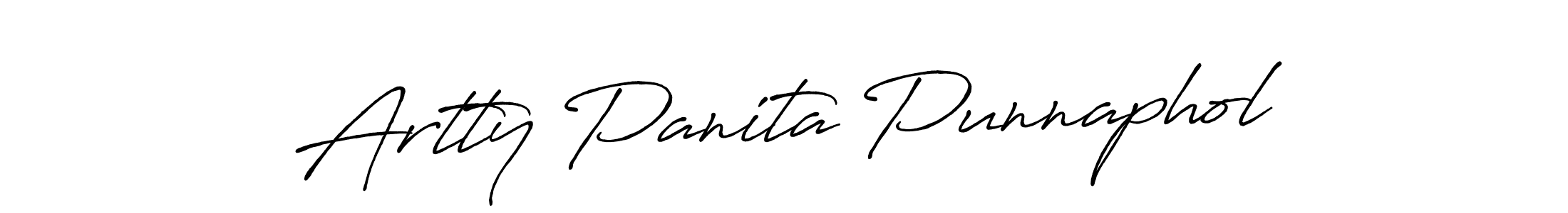 How to make Artty Panita Punnaphol name signature. Use Antro_Vectra_Bolder style for creating short signs online. This is the latest handwritten sign. Artty Panita Punnaphol signature style 7 images and pictures png