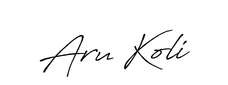 Create a beautiful signature design for name Aru Koli. With this signature (Antro_Vectra_Bolder) fonts, you can make a handwritten signature for free. Aru Koli signature style 7 images and pictures png
