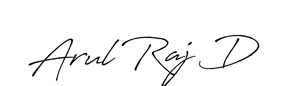 Use a signature maker to create a handwritten signature online. With this signature software, you can design (Antro_Vectra_Bolder) your own signature for name Arul Raj D. Arul Raj D signature style 7 images and pictures png