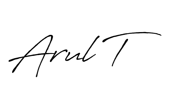 Use a signature maker to create a handwritten signature online. With this signature software, you can design (Antro_Vectra_Bolder) your own signature for name Arul T. Arul T signature style 7 images and pictures png