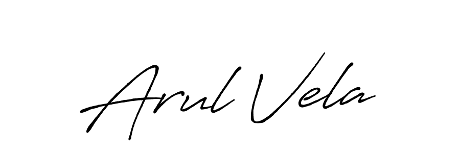 Create a beautiful signature design for name Arul Vela. With this signature (Antro_Vectra_Bolder) fonts, you can make a handwritten signature for free. Arul Vela signature style 7 images and pictures png
