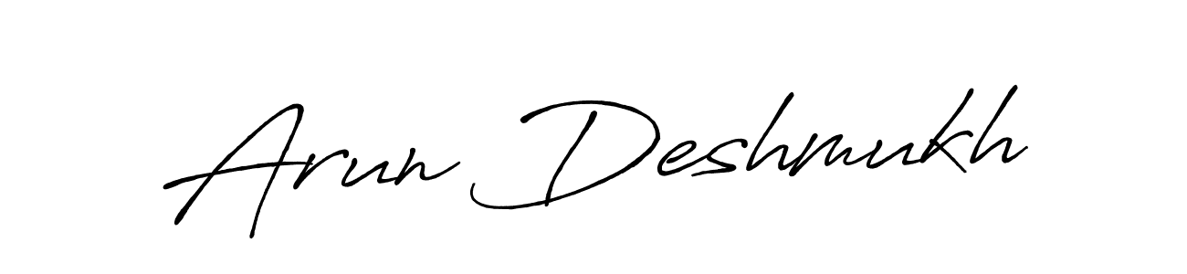 How to make Arun Deshmukh name signature. Use Antro_Vectra_Bolder style for creating short signs online. This is the latest handwritten sign. Arun Deshmukh signature style 7 images and pictures png