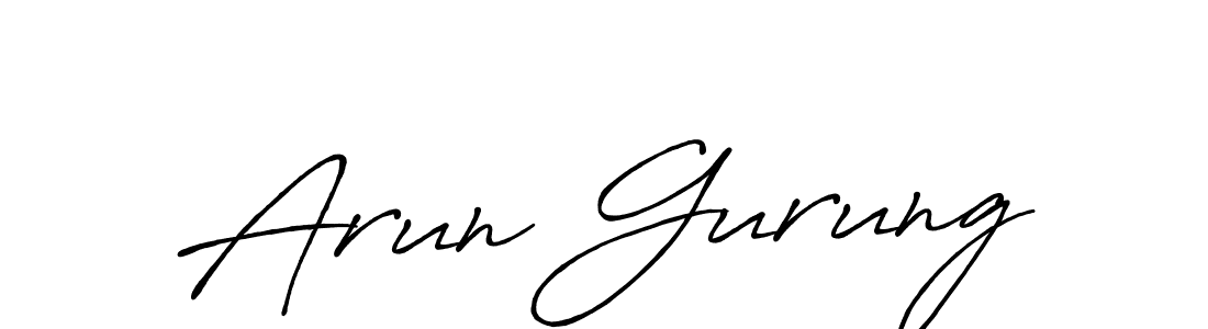 How to make Arun Gurung name signature. Use Antro_Vectra_Bolder style for creating short signs online. This is the latest handwritten sign. Arun Gurung signature style 7 images and pictures png