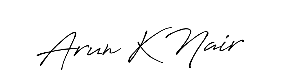 How to make Arun K Nair name signature. Use Antro_Vectra_Bolder style for creating short signs online. This is the latest handwritten sign. Arun K Nair signature style 7 images and pictures png