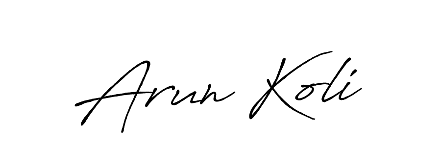 Also we have Arun Koli name is the best signature style. Create professional handwritten signature collection using Antro_Vectra_Bolder autograph style. Arun Koli signature style 7 images and pictures png