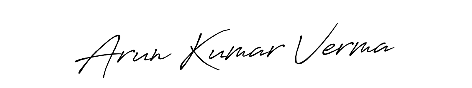 How to make Arun Kumar Verma name signature. Use Antro_Vectra_Bolder style for creating short signs online. This is the latest handwritten sign. Arun Kumar Verma signature style 7 images and pictures png